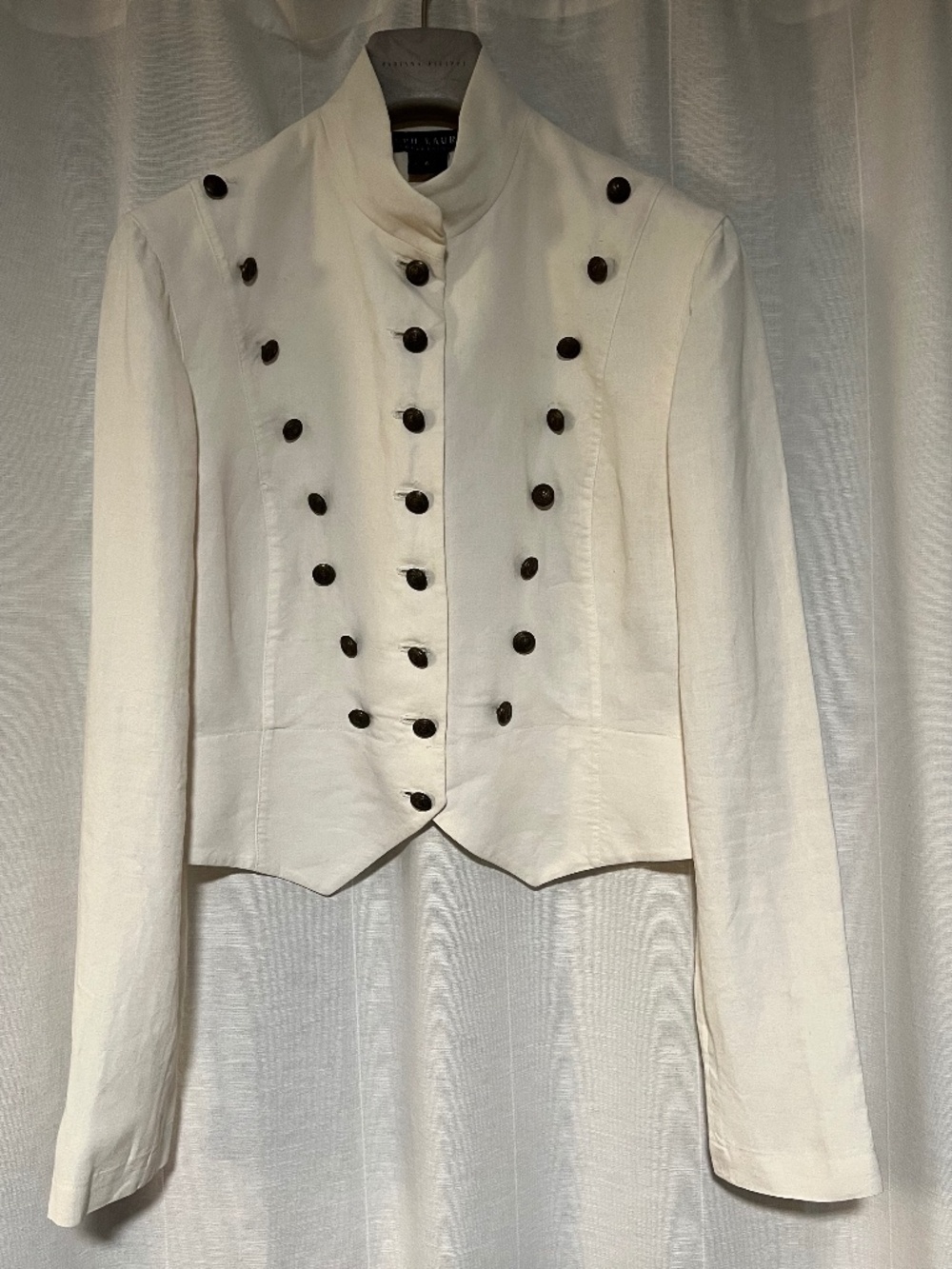 New Ralph Lauren Purple Label Collection White Linen Military Jacket Sz. 6